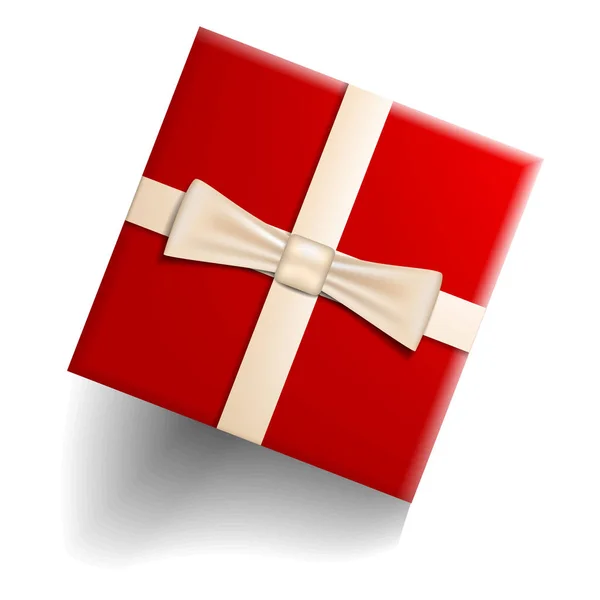Červený dárek box ikona, realistický styl — Stockový vektor