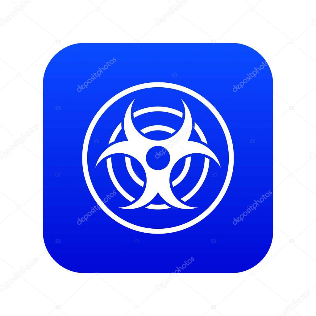Sign of biological threat icon digital blue