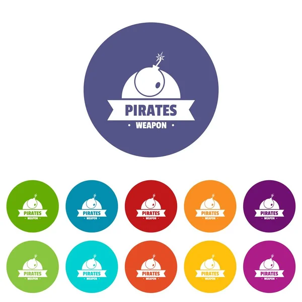 Iconos de bomba pirata set vector de color — Vector de stock