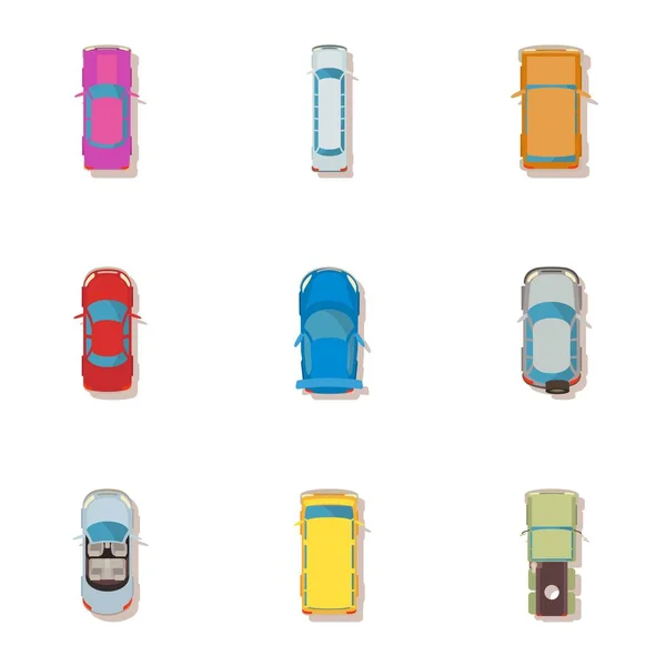 Conjunto de iconos de techo de coche, estilo de dibujos animados — Vector de stock