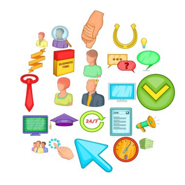 Başarılı promosyon Icons set, karikatür tarzı
