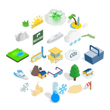 Güneş ışığı Icons set, izometrik stili