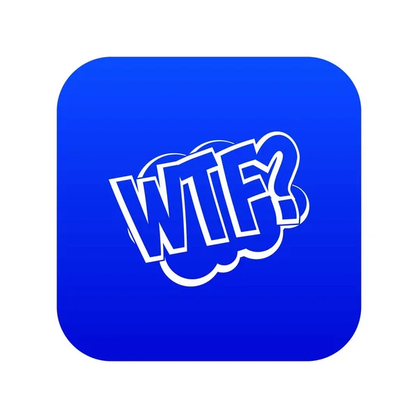 WTF, icono de texto de burbuja de cómic azul digital — Vector de stock