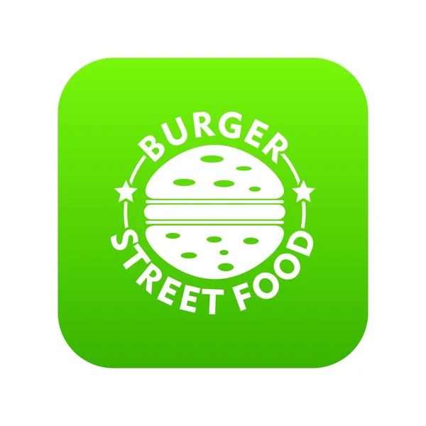 Burger icône de la nourriture de rue vecteur vert — Image vectorielle