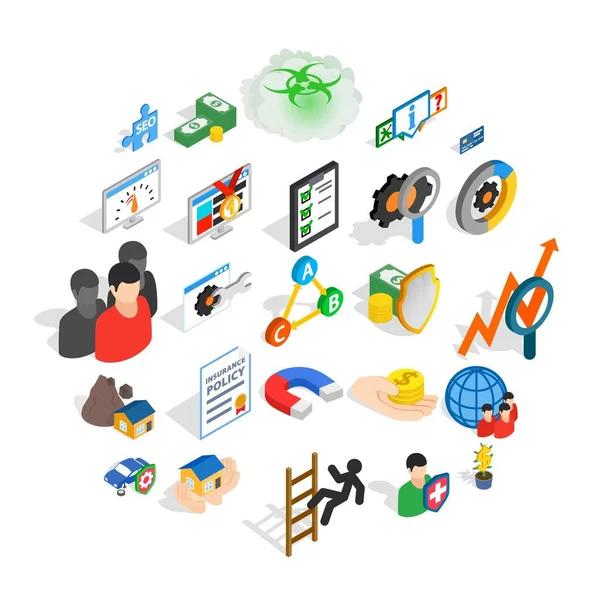 Sürekli bakım Icons set, izometrik stili