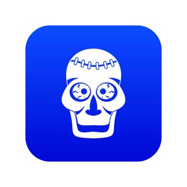 Kafatası simgesi dijital mavi