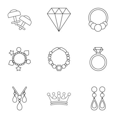 Kelepçeyi Icons set, anahat stili