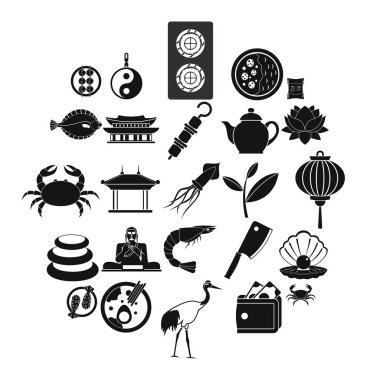 Balık yemek Icons set, basit tarzı