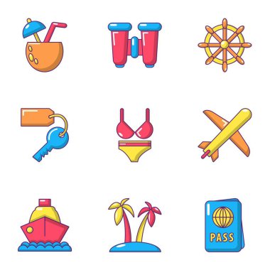 Kolay uçuş Icons set, karikatür tarzı