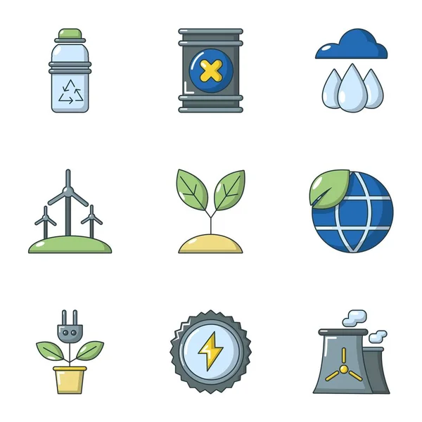 Pure air icons set, flat style — Stock Vector