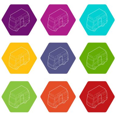9 vektör Camper van Icons set