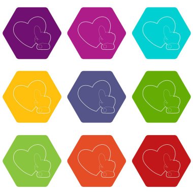 9 vektör kalp dokunmatik simgeleri ayarla