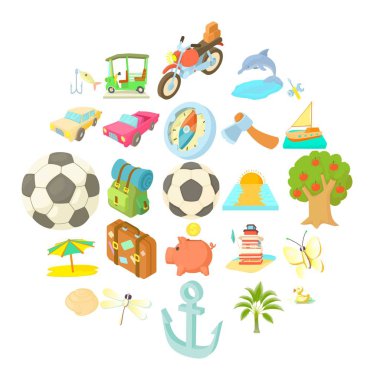 Parlak dinlenme Icons set, karikatür tarzı