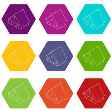9 vektör çadır Icons set