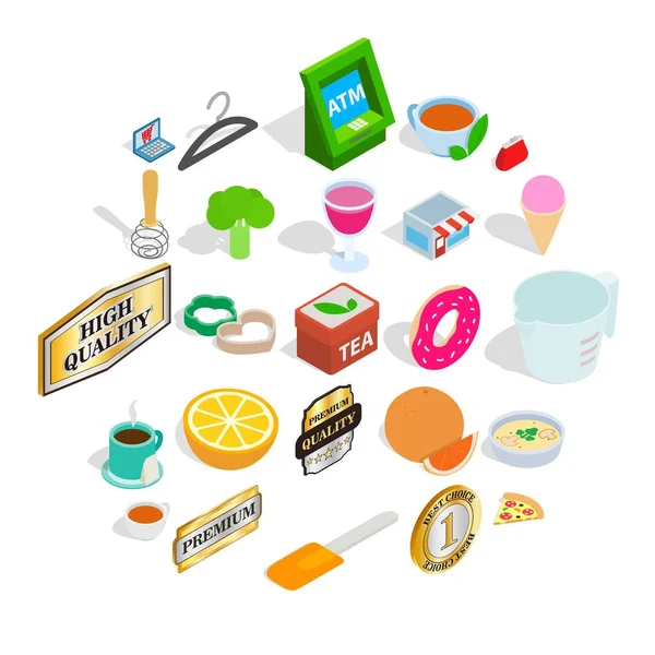 Conjunto de iconos de comida, estilo isométrico — Archivo Imágenes Vectoriales