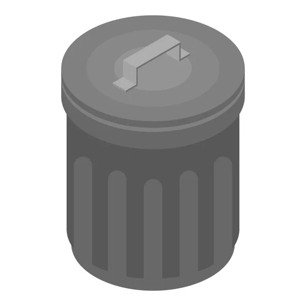 Metal garbage bin icon, isometric style — Stock Vector