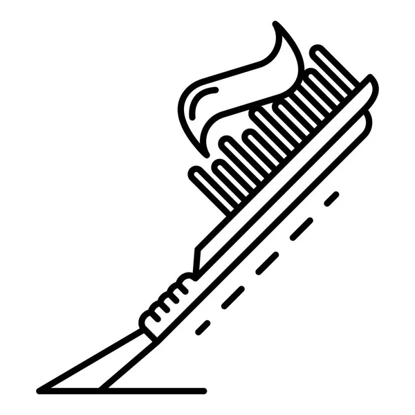 Icono de cepillo de dientes de pasta de dientes, estilo de contorno — Vector de stock