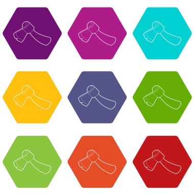 Web için beyaz izole simgeler 9 set coloful balta