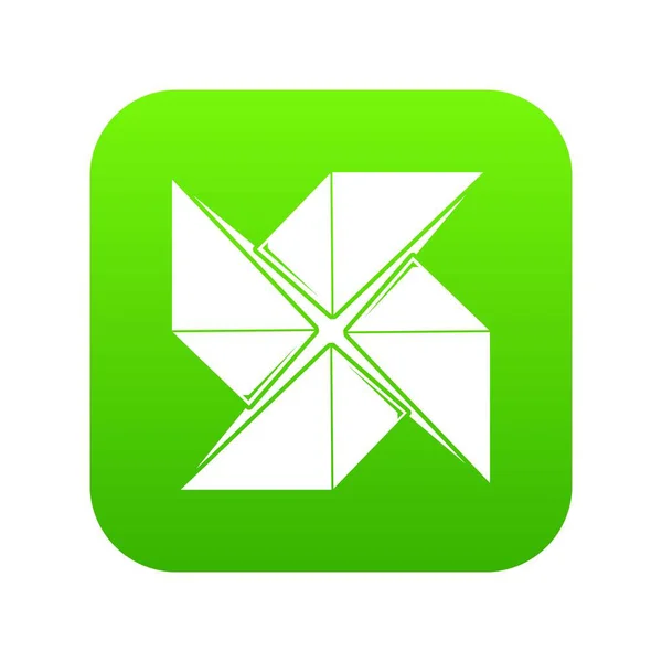 Origami shuriken ikonen gröna vektor — Stock vektor