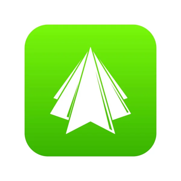 Origami icône de montagne vecteur vert — Image vectorielle