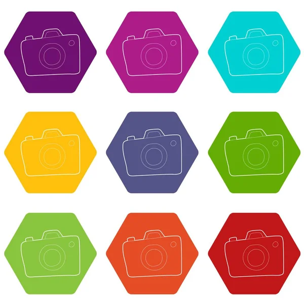 Fotokamera Symbole Set 9 Vektor — Stockvektor