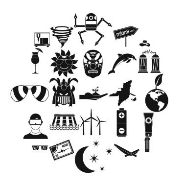 Güneş koruma simgeler kümesi, basit tarzı