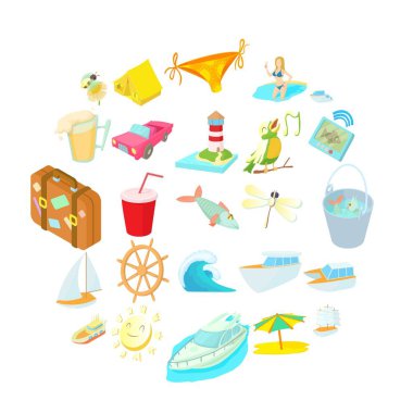 Deniz gezisi Icons set, karikatür tarzı