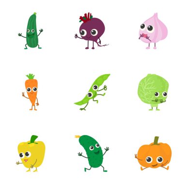 Sebze salatası Icons set, karikatür tarzı