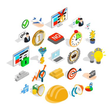 Sorun Icons set, izometrik stil çözümü