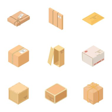 Karton Icons set, izometrik stili