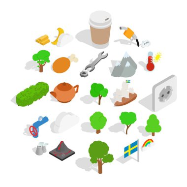 İsveç Hava Icons set, izometrik tarzı