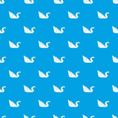 Origami swan desen vektör kesintisiz mavi