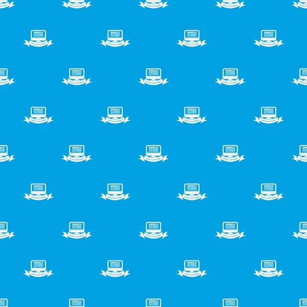 Monitor social network pattern vector seamless blue — Stock Vector