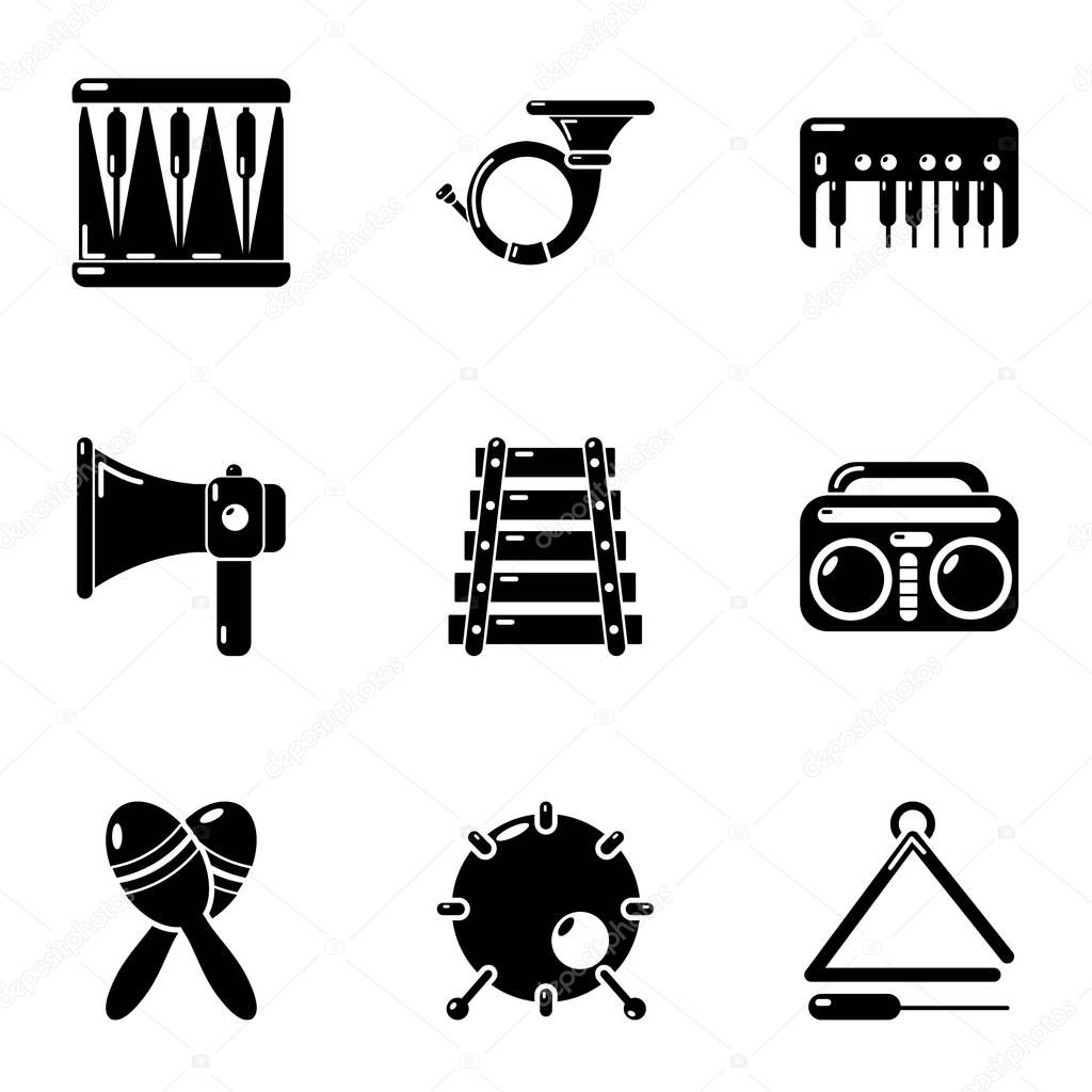 Musical composition icons set, simple style