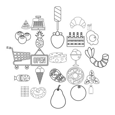 Et bölümü Icons set, anahat stili