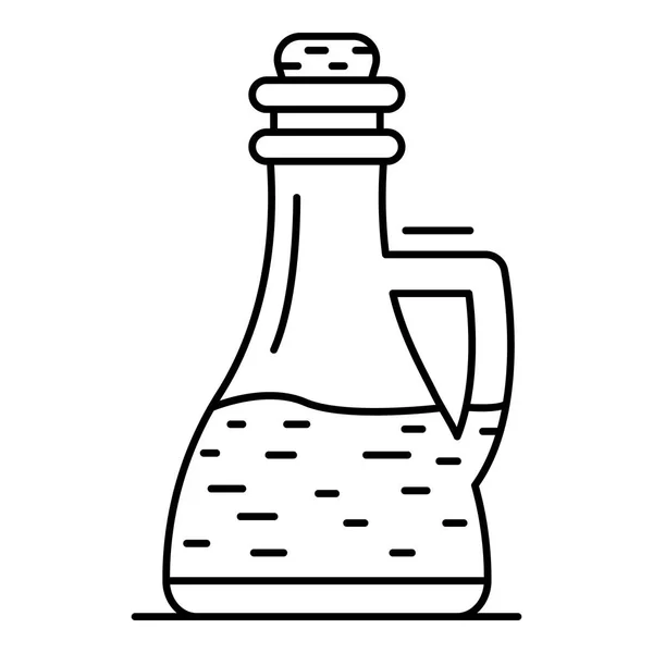 Glazen fles azijn pictogram, Kaderstijl — Stockvector