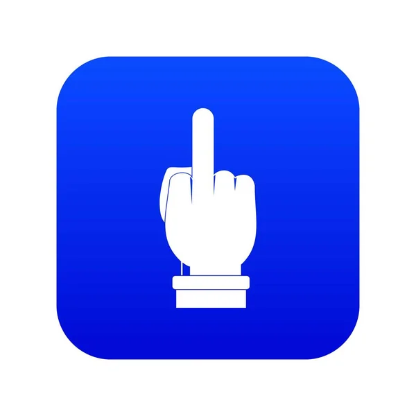 Dedo medio signo de mano icono digital azul — Vector de stock
