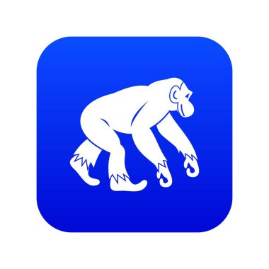 Maymun ayakta simgesi dijital mavi