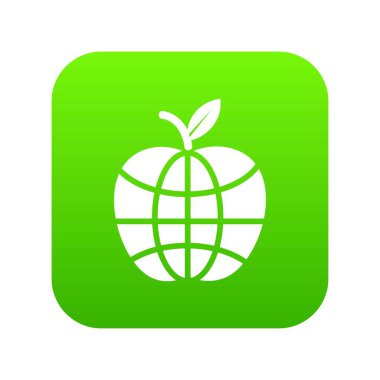 Dünya elma yeşil simge vektör