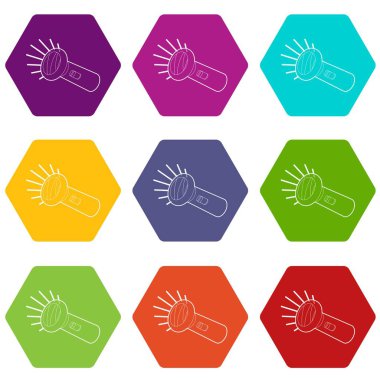 9 vektör el feneri Icons set