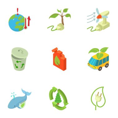 Eko tahliye Icons set, izometrik stili