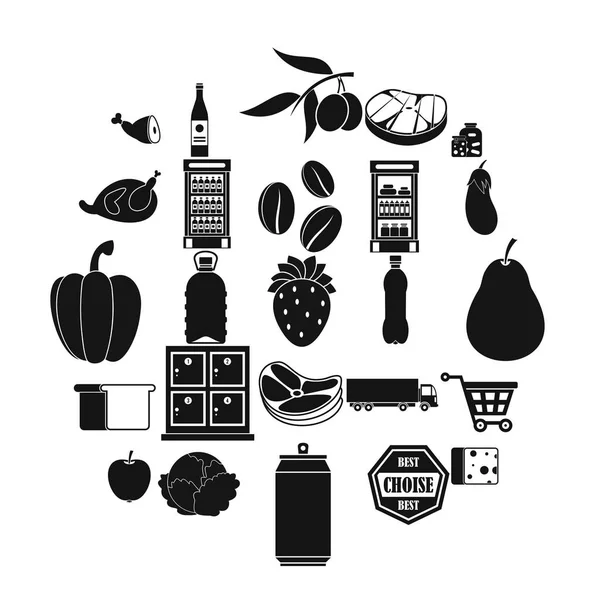 Conjunto de iconos de supermercado, estilo simple — Vector de stock