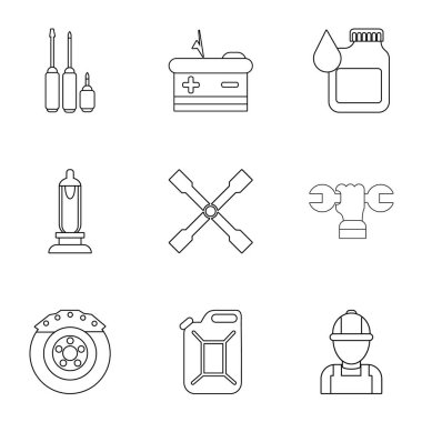 Ateşleme Icons set, anahat stili