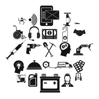 Destek Icons set, basit tarzı