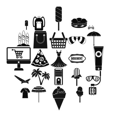 Alışveriş tur Icons set, basit tarzı