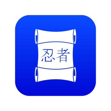 Japon geleneksel scrol simgesi dijital mavi