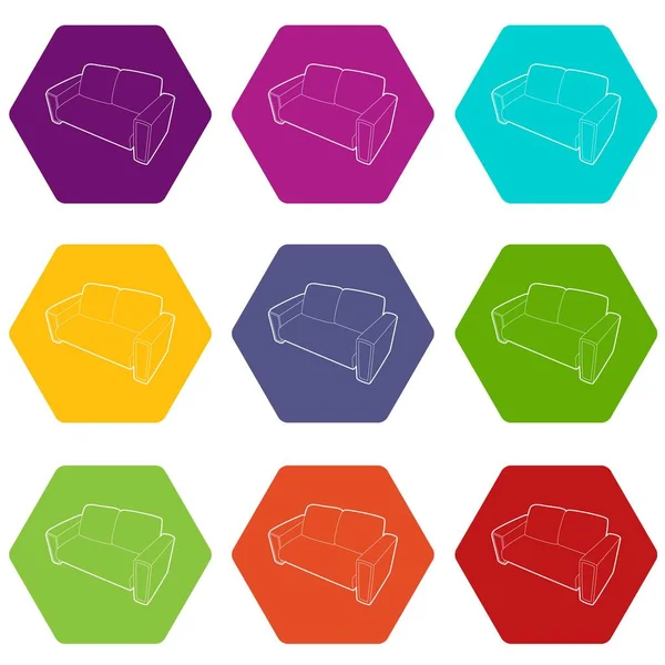 Sofa Icons Set 9 Vektor — Stockvektor