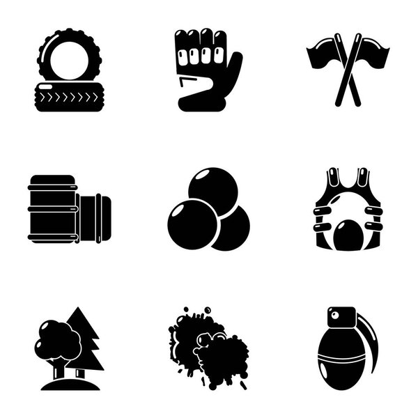 Hard game icons set, simple style