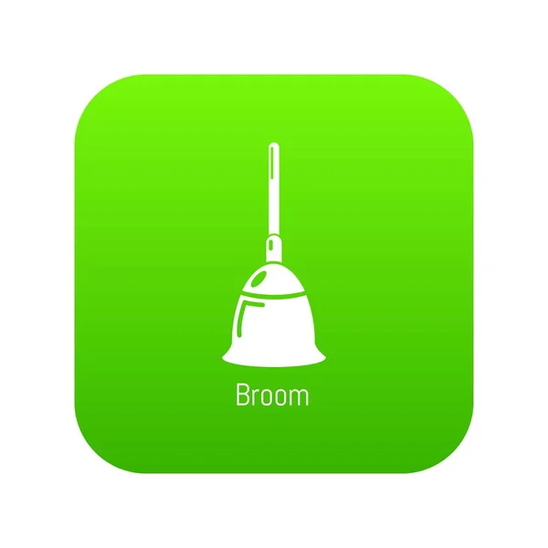 Broom icon green vector — Stock Vector