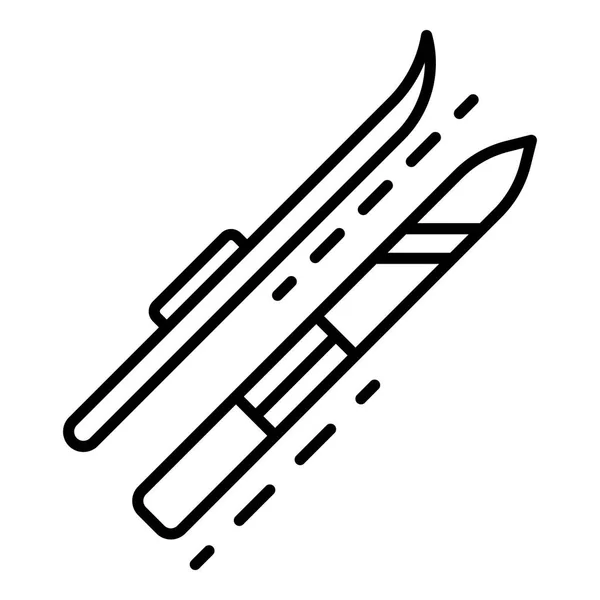 Icône skis, style contour — Image vectorielle